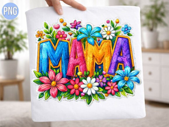 Colorful Embroidery Floral Mama PNG Review