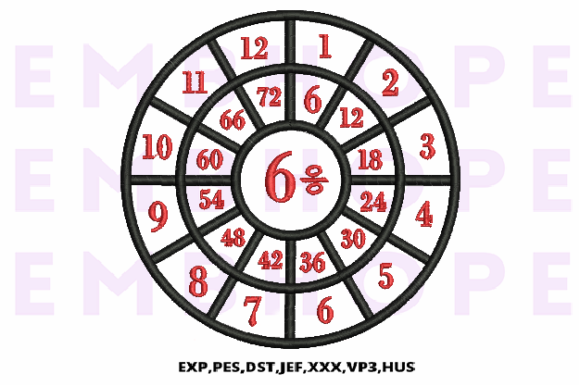 Division Wheel 6: A Fun and Educational Embroidery Design