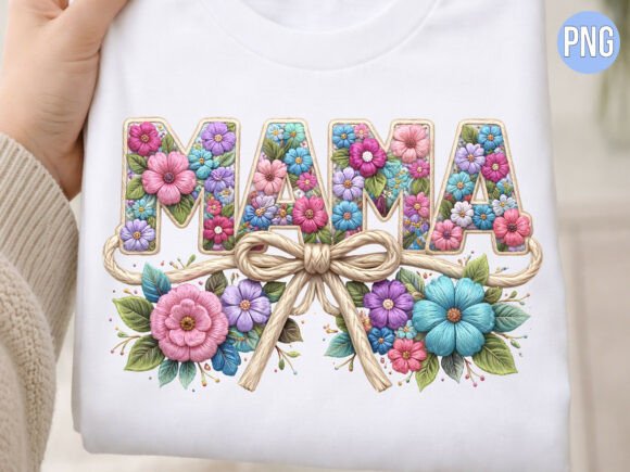 Elegant Mama Embroidery Floral Texture PNG