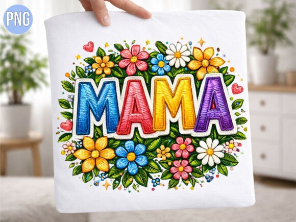 Mama Colorful Floral Embroidery PNG Review