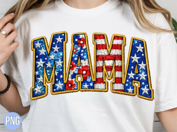 Mama USA Flag Floral Embroidery PNG Review