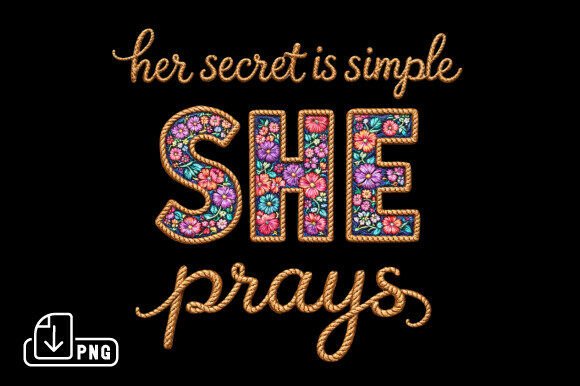 Review of SHE Prays Faux Embroidery Christian PNG